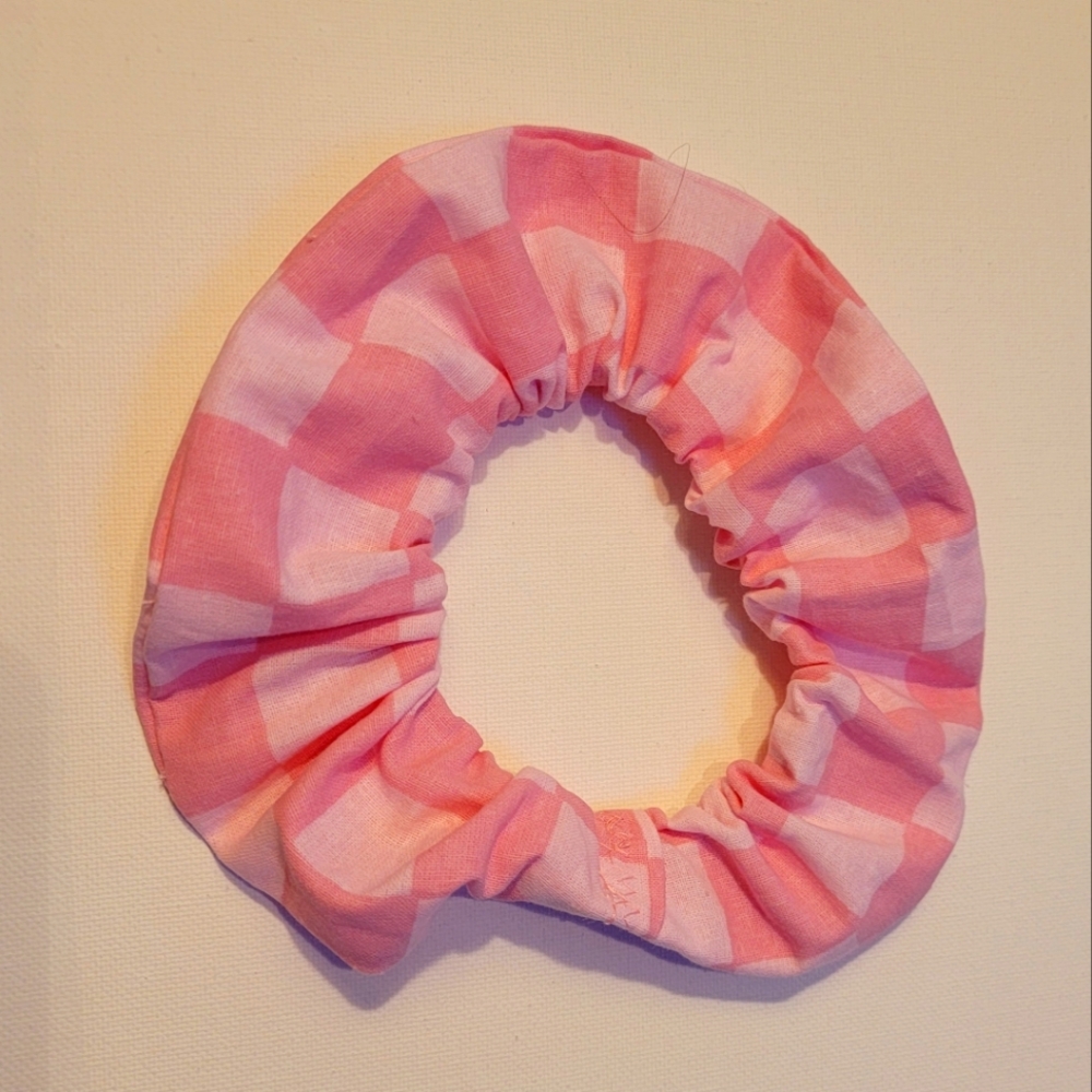 Pink Checkerboard Scrunchie